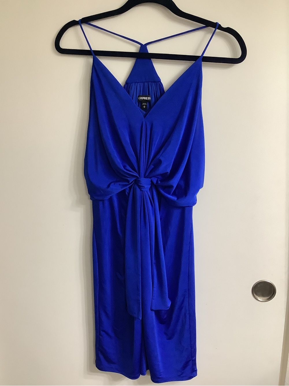 Express Royal Blue Midi Dress with Front Knot
